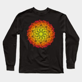 Red-Orange Digital Mandala Long Sleeve T-Shirt